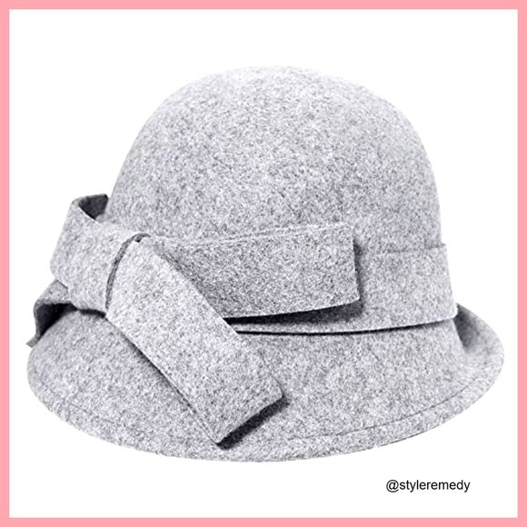 100% Wool Bucket Hat with Bow Accent and Drawstring Ribbon main image 6